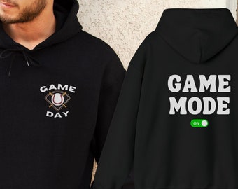 Game Mode On Hoodie, Game Day hoodie, workout hoodie, exercise shirt, Baseball hoodie for player, hoodie for athlete, game day sweatshirt