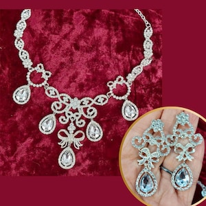 18th Century Style Necklace & Earring Set Jewellery - Rococo Bow Necklace -  Rococo Jewelry - Marie Antoinette Jewelry - Versailles Ball