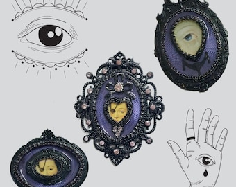 Lover's Eye Brooch or Pendant - Georgian Eye Miniature - Victorian Eye Brooch - Mourning Jewelry - Memento Mori - Gothic Goth Jewelry