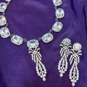 Sparkling CZ 18th Century style Necklace & Earrings Set - Georgian Jewellery - Rococo  - Marie Antoinette Jewelry - Fetes Galantes Ball