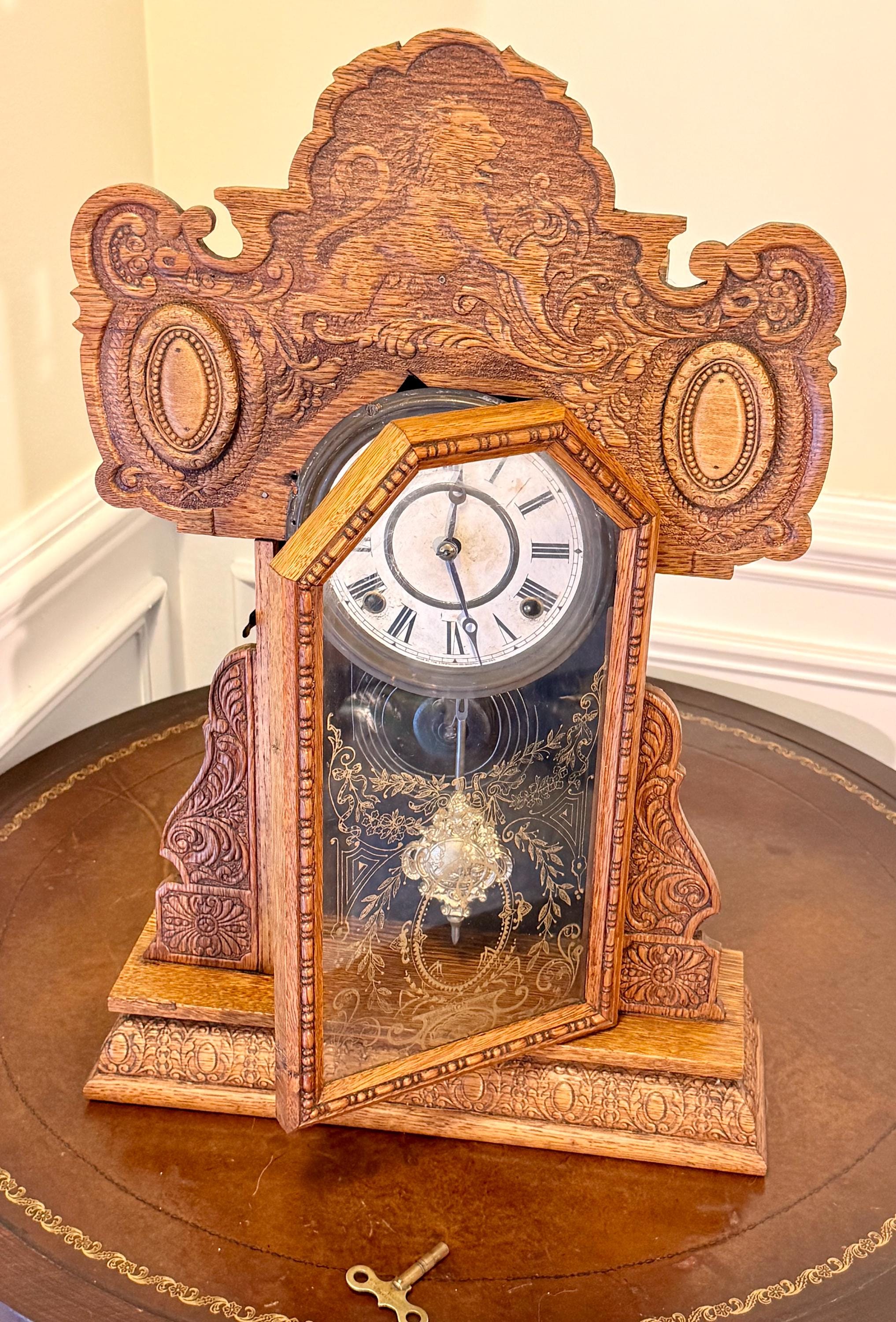 INGRAHAMアンティークだるま時計 [B28538] Antique E. Ingraham “old Dominion” Eastlake Oak Kitchen