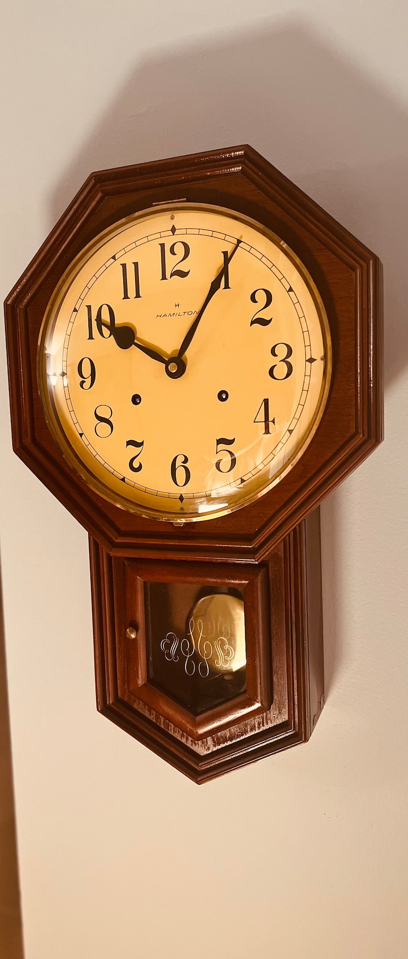 Vintage Hamilton Wall Regulator Winding Chiming Clock Etsy