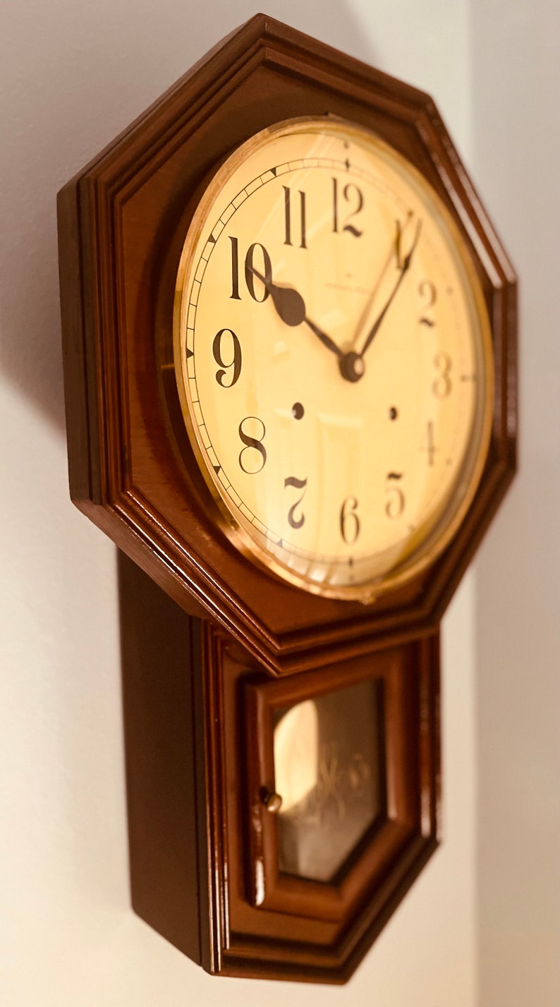 Vintage Hamilton Wall Regulator Winding Chiming Clock Etsy