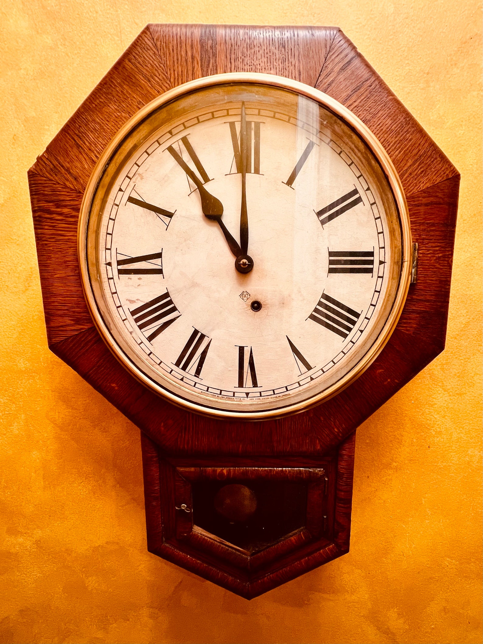 Only Clocks Antique Ansonia Time Only Octagon Drop Wall Clock / Regulator - Etsy
