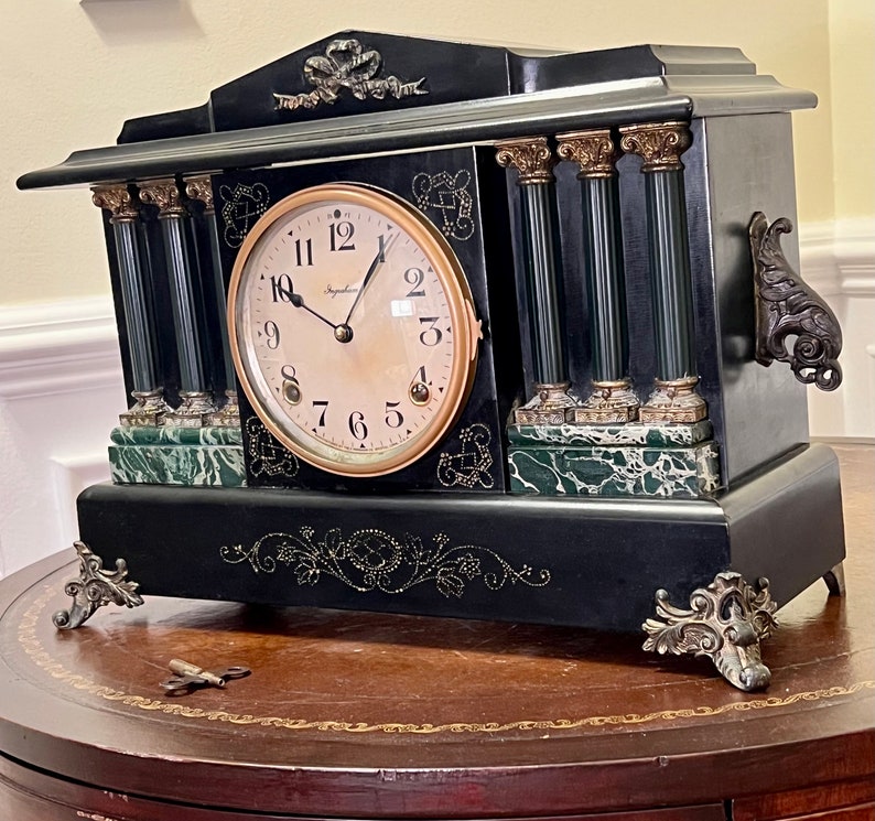 Antique E. Ingraham Mantle Clock Etsy