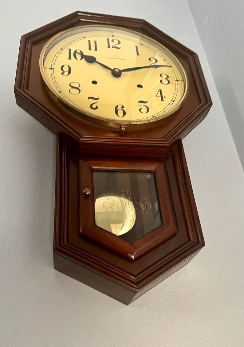 Vintage Hamilton Wall Regulator Winding Chiming Clock Etsy