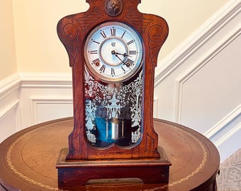 Antique Waterbury 8 Day Kitchen/Ginerbread style Bell Chime Clock