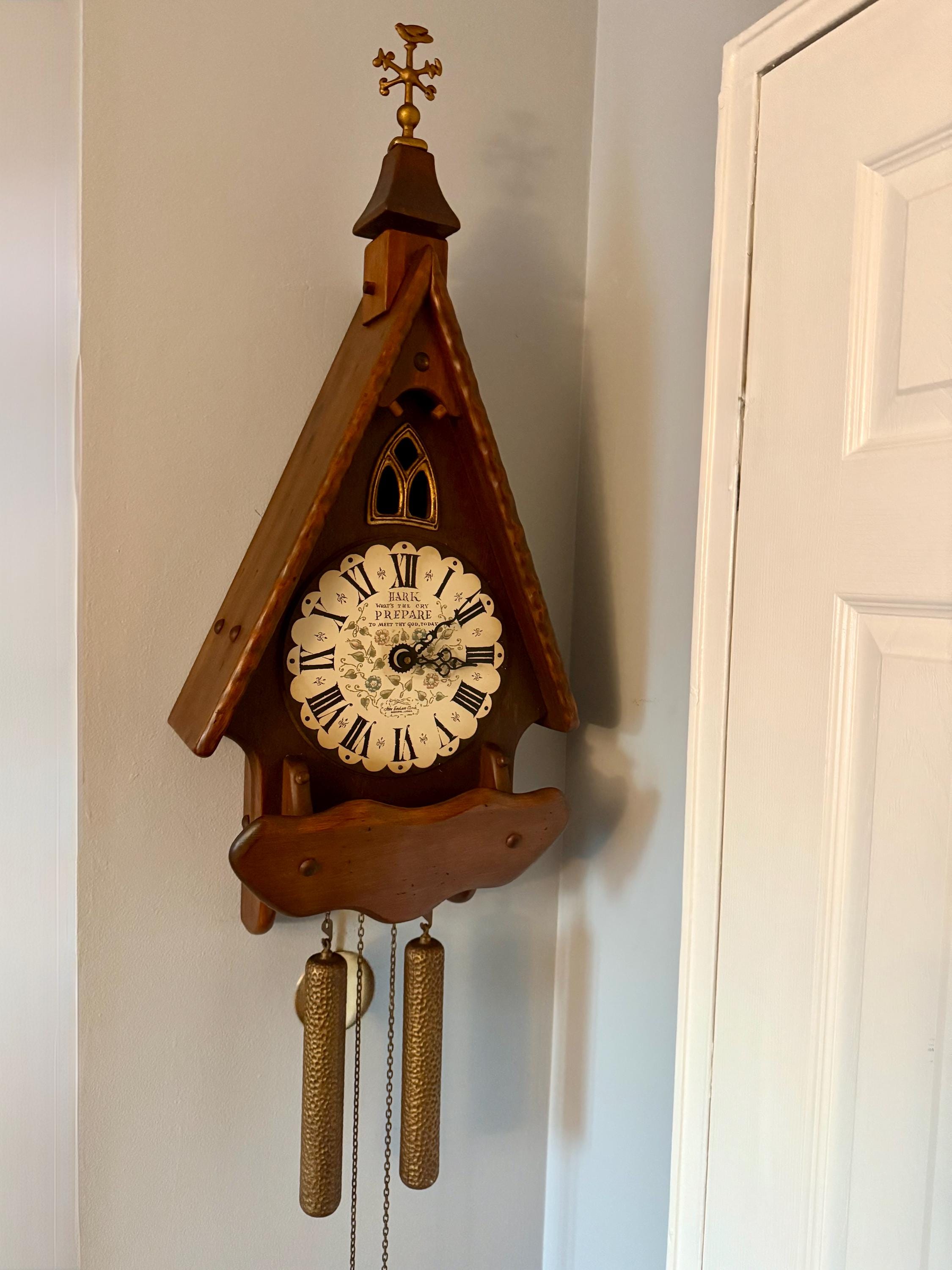 Vintage New England Clock Company Wall Clock 8 Day Weighted 
