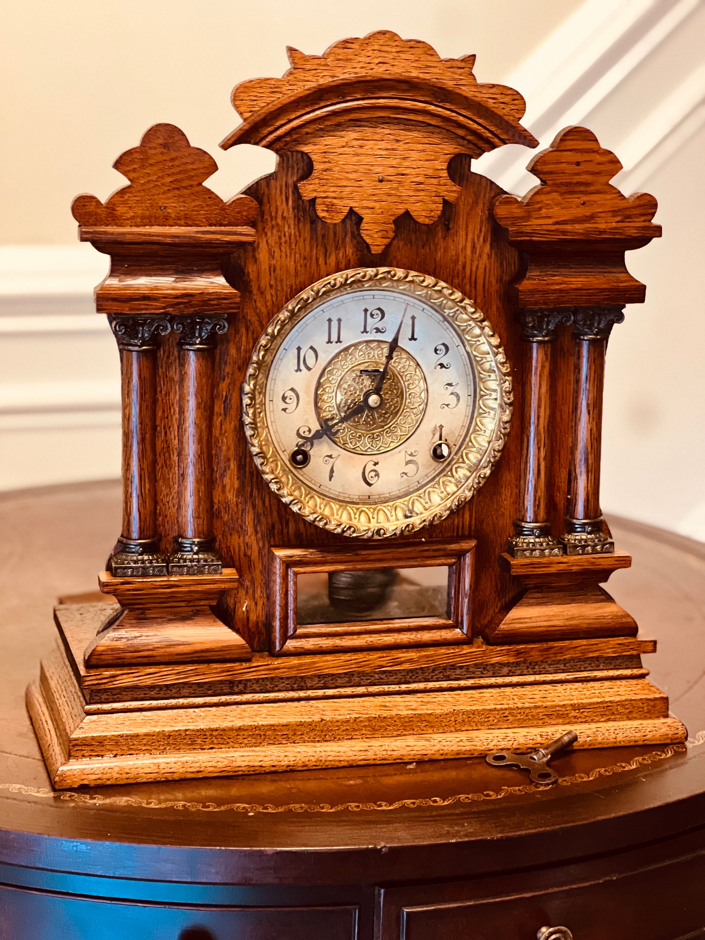 Antique Ingraham Cabinet Striking Mantel Clock