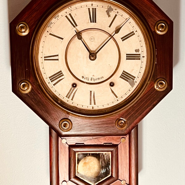 Antique Seth Thomas School House Regulator Wall Clock