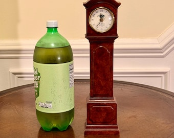 Vintage Miniature Grandfather Clock – English Made Longcase Style, Burl Finish, Quartz Movement
