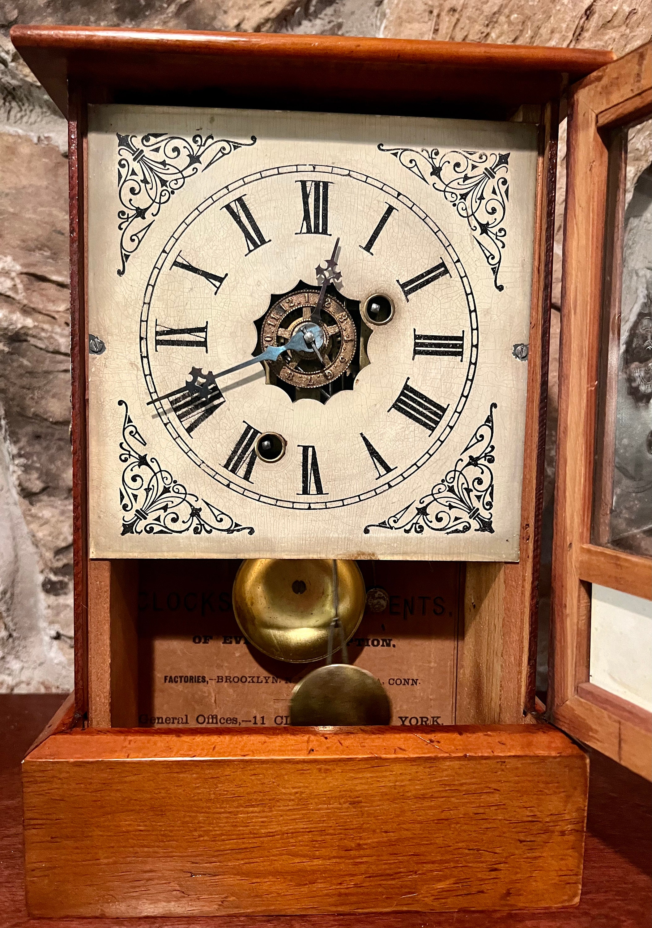 Antique Ansonia Kitchen /shelf Clock Time Only With Alarm Etsy