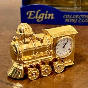 Vintage Elgin Gold-Tomed Locamative Desk Watch/Clock