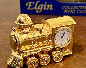 Vintage Elgin Gold-Tomed Locamative Desk Watch/Clock