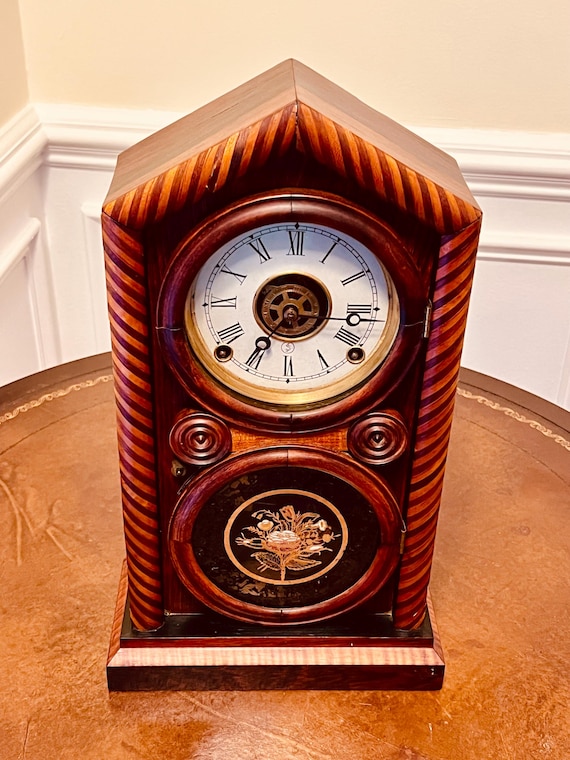 アンティーク アメリカ柱時計 INGRAHAM COMPANY製 Antique E. Ingraham Empire Style Doric 30 Hour Clock (1900) - Etsy