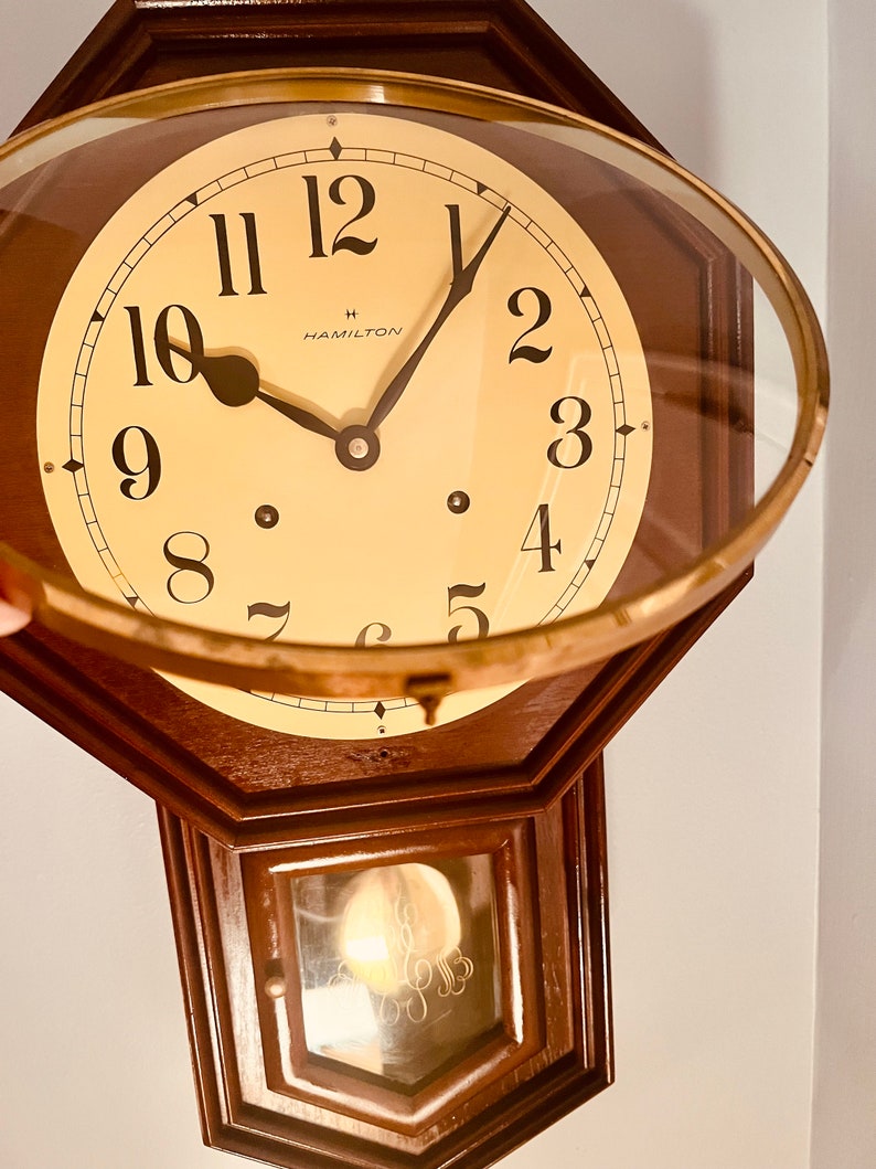 Vintage Hamilton Wall Regulator Winding Chiming Clock Etsy