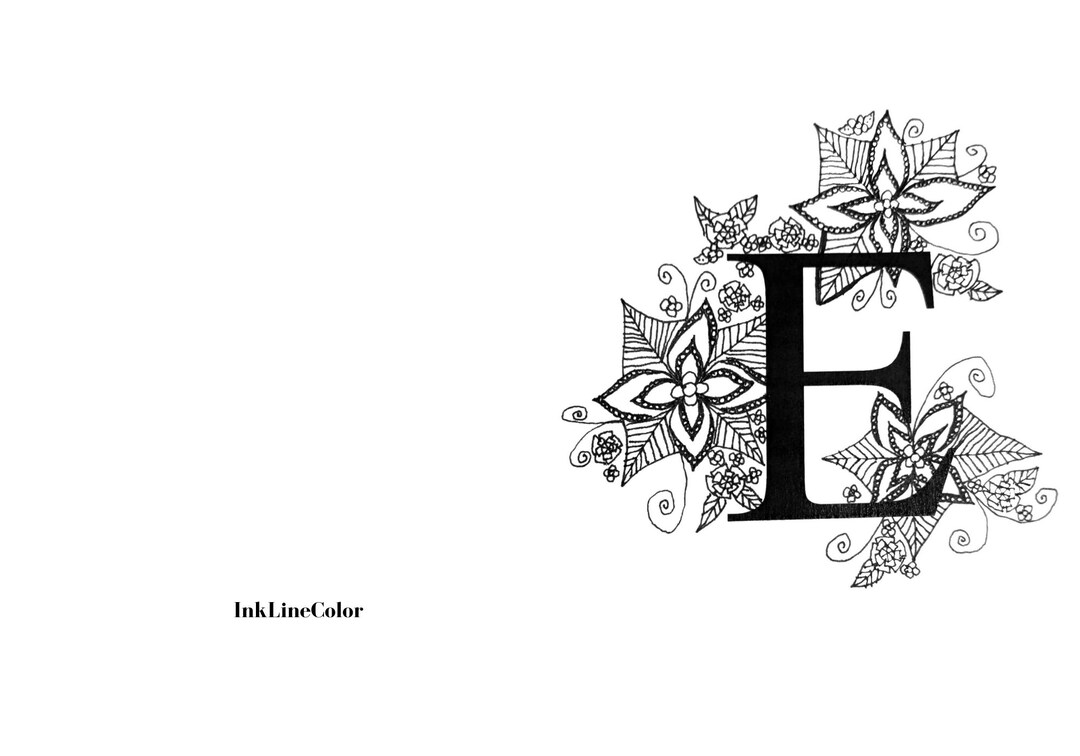Printable Download, Folded Monogram Card. Letter E - Etsy