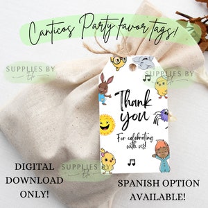 Canticos party favor tags, Canticos Thank you tags, Thank you tags, digital download, Canticos PNG, download, clipart