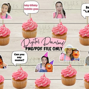 Toppers de cupcakes de la Sra. Rachel, descarga digital, Sra. Rachel PNG,