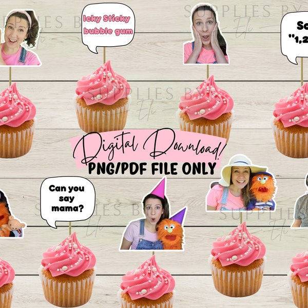 Ms. Rachel cupcake toppers, digital download, Ms. Rachel PNG,