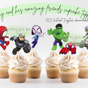 Spidey und seine erstaunlichen Freunde Cupcake Toppers, digitaler download Cupcake Toppers, Spidey Cupcake Toppers download, PNG