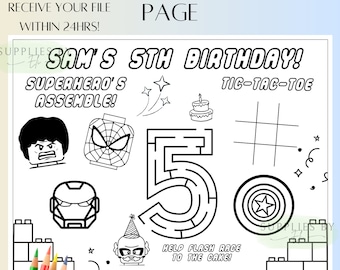 Superhero activity page download, building blocks birthday, party decorations, Building blocks png,  Superhero clipart, digital download