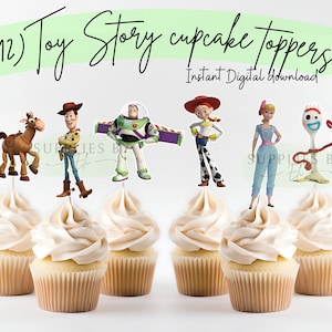 Toppers de cupcakes de Toy Story, Descarga digital, Cumpleaños de Toy Story, Descarga de toppers de cupcakes de Toy Story, Imágenes prediseñadas de Toy Story, decoración de Toy Story