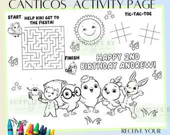 Personalisierte Canticos Aktivitätsseite, Cantos Malseite, Cantos Geburtstag, Cantos Geburtstagsdekor