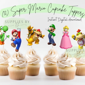 Super Mario Cupcake Toppers, Cupcake Toppers download, PNG, digitaler download, Super Mario Geburtstag Dekoration, Cake Topper, Cupcake, Clipart