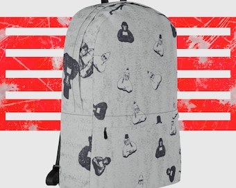 Sac à dos Gorilla Tag noir et blanc estampé - Résistant à l'eau, poche pour ordinateur portable, durable pour un usage quotidien et le sport