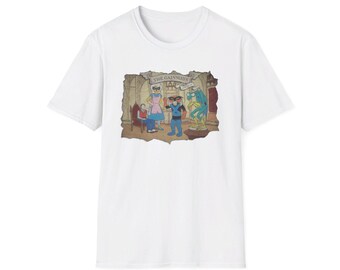 Retro cartoon familie-T-shirt - The Brak Show, Gainways Family Portrait met Zorak - uniek grafisch uniseks softstyle T-shirt