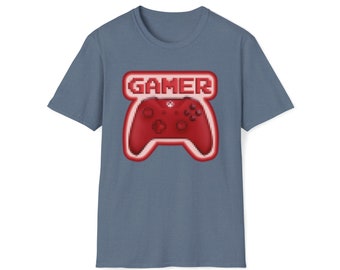 16 Bit Gamer Controller RED Unisex Softstyle T-Shirt, Geschenk für ihn, Geschenk für sie, Geburtstagsgeschenk