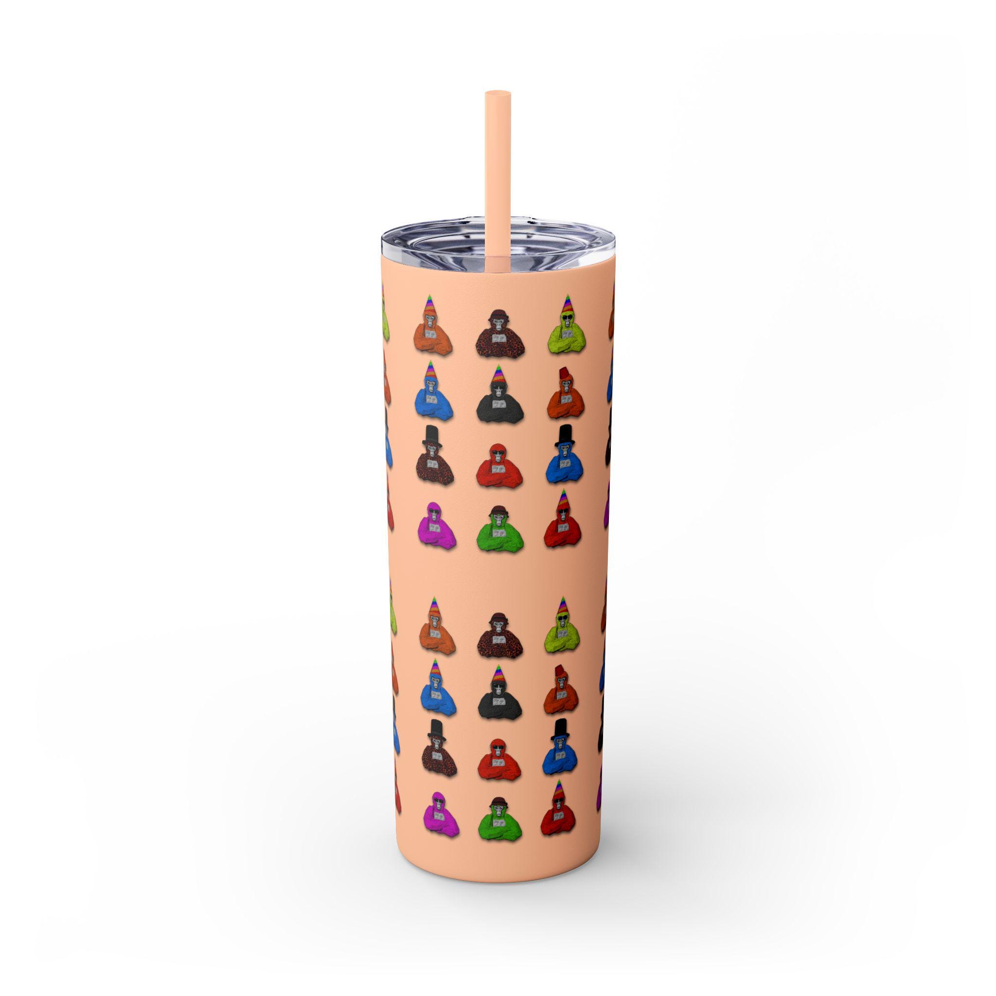 Vaso delgado Gorilla Tag con pajita, regalo para juegos de realidad virtual de 20 oz