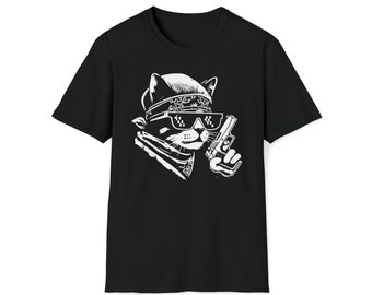 Thug Cat Unisex Softstyle T-Shirt | Multiple Colors | Meme | Gift for Him, Gift For Her