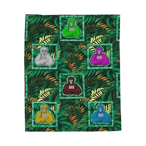 Gorilla Tag Velveteen Plush Blanket Green Tropical