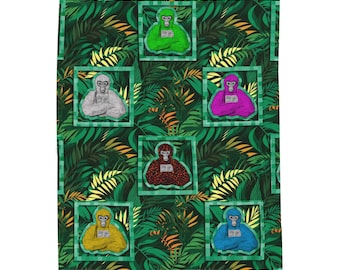 Gorilla Tag Velveteen Plush Blanket Green Tropical