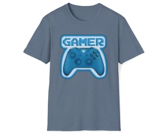 16 Bit Gamer Blue Controller Unisex Softstyle T-Shirt, Gift For Him, Gift For Her, Birthday Gift