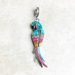 Parrot Pendant Colorful, Sun Conure, Macaw, Conure, Bird Watcher Necklace, Bird Lover Necklace, Bird Pendant Necklace, 925 Silver