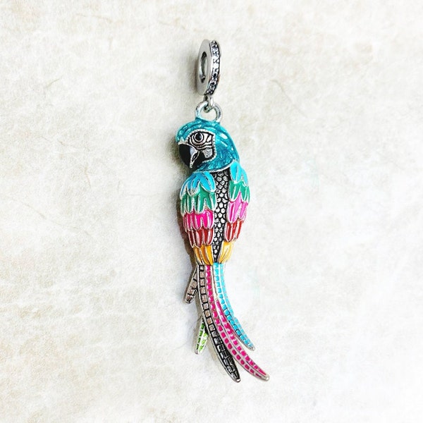 Parrot Pendant Colorful, Sun Conure, Macaw, Conure, Bird Watcher Necklace, Bird Lover Necklace, Bird Pendant Necklace, 925 Silver