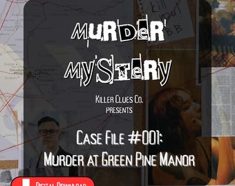 Murder at Green Pine Manor -  4-8 Scripted Murder Mystery Party Game for Adults | DIY Role Playing Game Printable Kit | Whodunit Theme