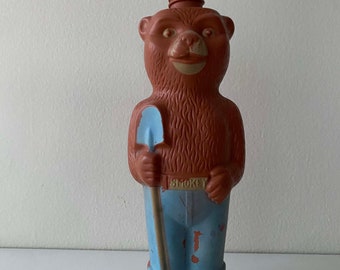 Smokey der Bär Vintage leeres Seifenblasen-Spielzeug - seltenes Vintage-Objekt aus den 1960er Jahren