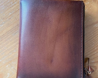 Men's Genuine Leather Wallet, Vintage Wallet, Business Card Case Checkbook, Coin Zip Pocket