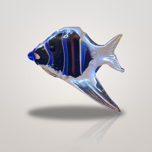 Aileron en verre soufflé à la main | Bleu, noir et transparent, style Murano