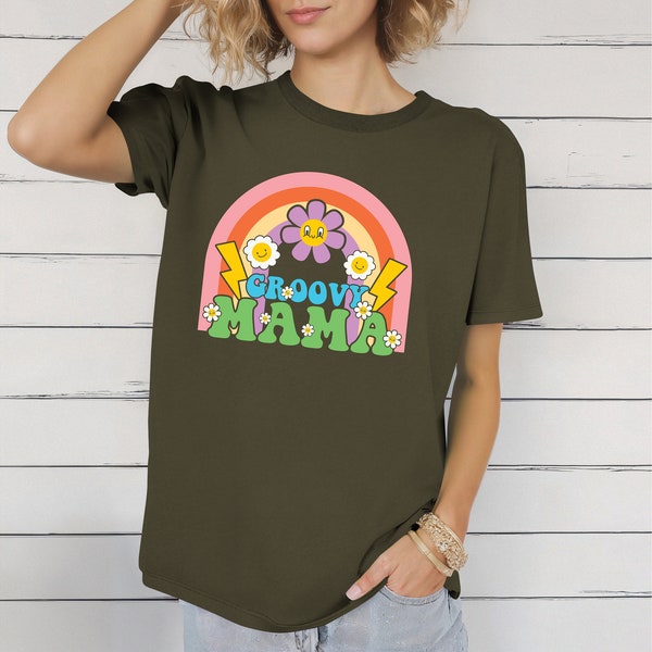 Retro Groovy Mama, oversize Shirt, Groovy Mom Tshirt, Groovy Birthday Party Outfit, Custom Family Groovy Tee,  Mama Gift, Groovy confortable