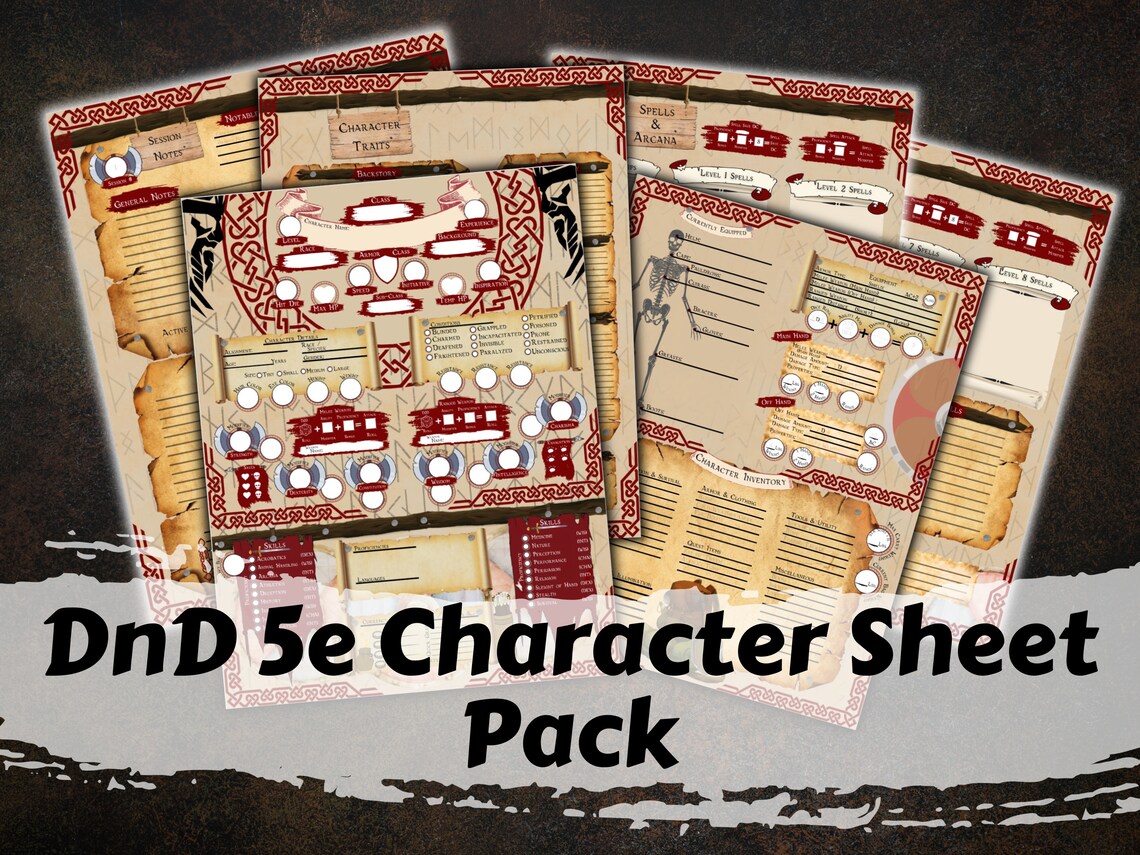 Dnd 5e Character Sheet D&amp;D Character Sheet PDF Dungeons and Dragons 5th ...