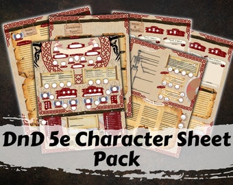 Ficha de personagem DnD 5e Ficha de personagem D&D PDF Dungeons and Dragons 5ª edição Ficha de personagem dnd para impressão fácil e preenchível