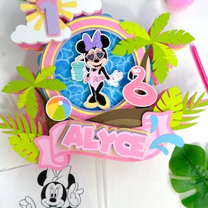 Minnie Mouse Pool Party Cake Topper: Personalized Birthday Decor