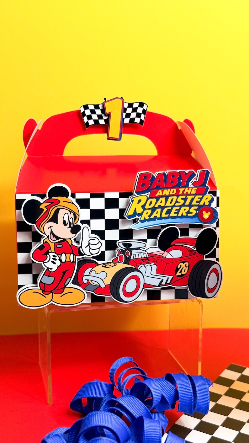 Mickey Racers Flag Mickey Roadster Racers Gable Boxes Personalized. Mickey Race Treat ...