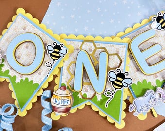 Winnie Inspired High Chair Banner | Honey Pot Bear Theme Birthday | Baby Shower Party Decoration