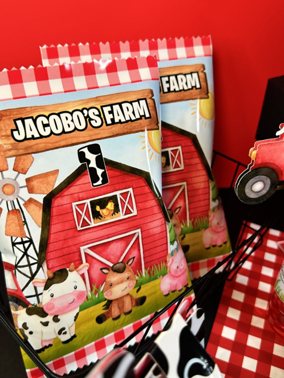 Farm Animal Birthday Chip Bags | Personalized Barnyard Party Favors ...
